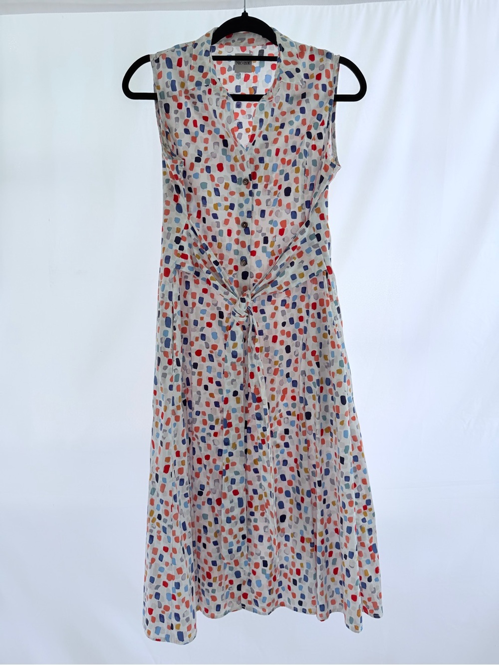 NIC+ZOE Cream Midi Dress with Multicolor Dot Print